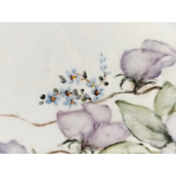 Hand Painted Clematis Flower Serving Platter with Gold Accents Artist Signed - Picture 6 of 12